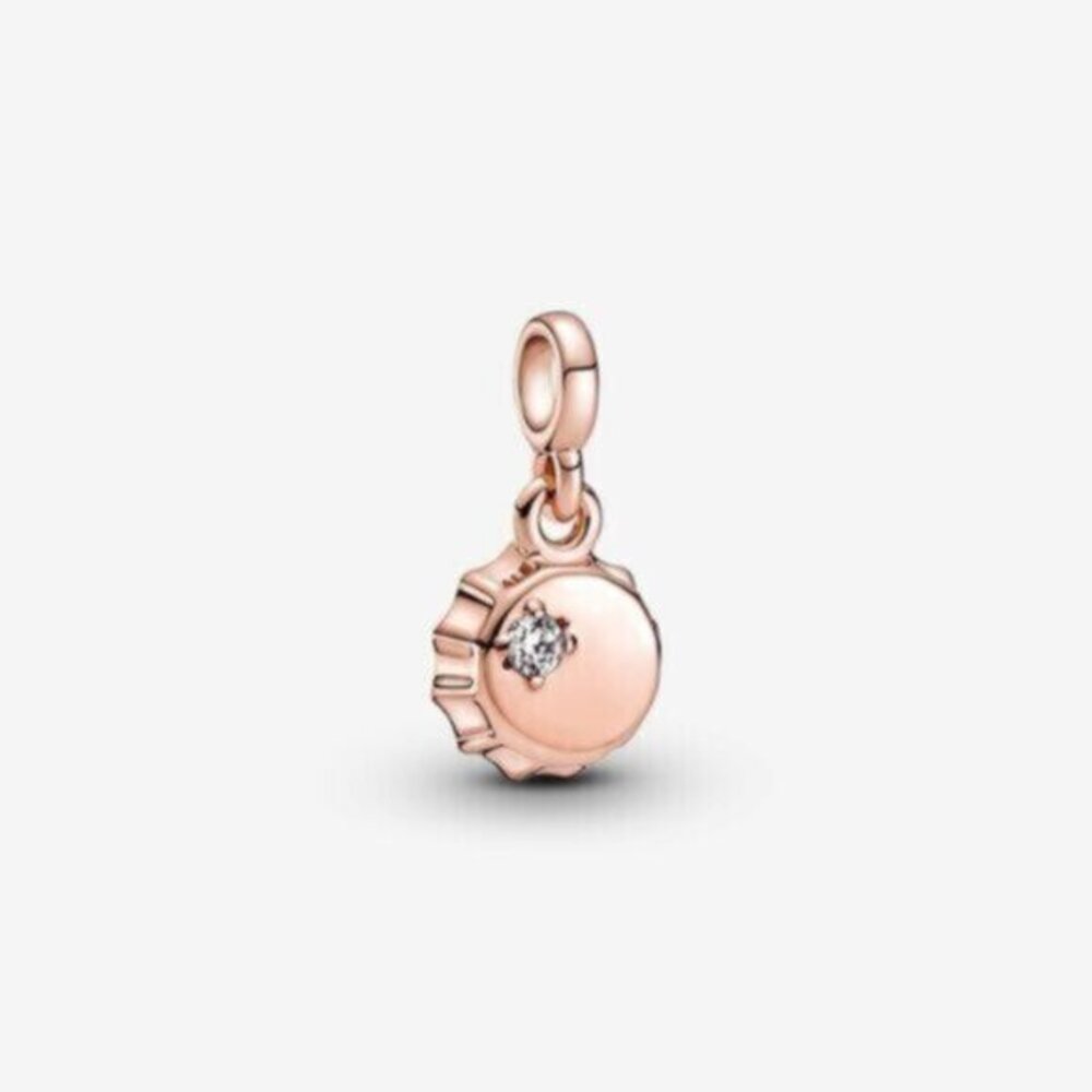 Pandora Rose Gold Charm with Clear Stone